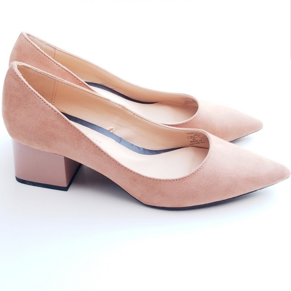 Zara | Suede Leather Block heels peach pumps size 36